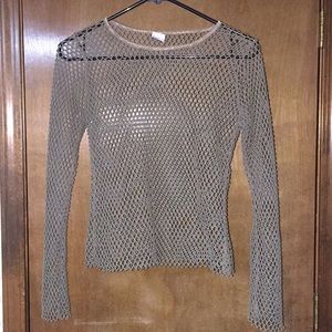 Small olive green fishnet long sleeve shirt